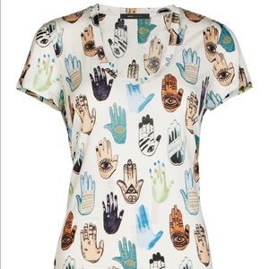 Bcbgmaxazria Taaylor Hamsa Print Cross-Back top